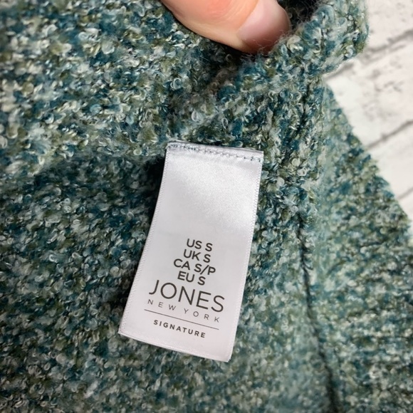 Jones New York Women’s Boucle Knit Sweater Green Blue Size Small Casual Pullover - Picture 5 of 9